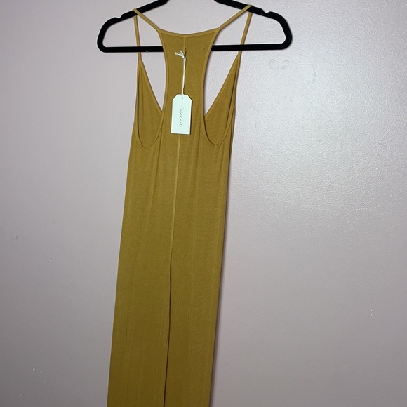 Enza Costa Silk Ribbed Racerback Midi Dress in Honey - Picture 4 of 7
